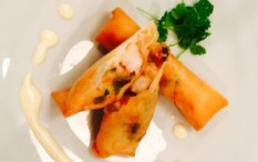 Shrimp Spring Roll with Mustard Mayo & Soy Sauce